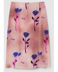 Gucci - Floral Print Crêpe De Chine Skirt - Lyst