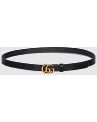Gucci - Belt Gold Double G Buckle Leather 397660 4cm (GGB1001) - Lyst