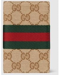 Gucci - Tarjetero Con Gg Y Tribanda Web - Lyst