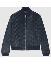 Gucci - gg All Over Suede Bomber Jacket - Lyst