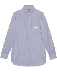 Gucci Adidas X Striped Cotton Shirt - Blue