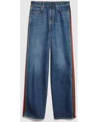 Gucci - Cotton Denim Pants With Web Insert - Lyst