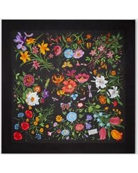 Gucci - Printed Gg Wool Silk Shawl - Lyst