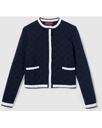 Gucci - Gg Fine Cotton Jacquard Cardigan - Lyst