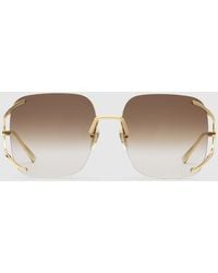 Gucci - Lunettes De Soleil Carrées En Métal - Lyst