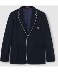 Gucci - エンブロイダリー付き コットンジャージー ジャケット, ブルー, ウェア - Lyst