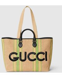 Gucci - Borsa Shopping Con Ricamo Misura Grande - Lyst