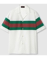Gucci - Camicia In Cotone Con Motivo GG E Web - Lyst