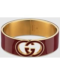 Gucci - Interlocking Armspange Mit Emaille, Größe - Lyst