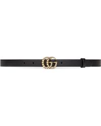Gucci Belt Gold Double G Buckle Leather 397660 4cm (GGB1001) in Black | Lyst