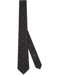 Gucci Krawatte aus Seidenjacquard mit Doppel G und Karos - Schwarz