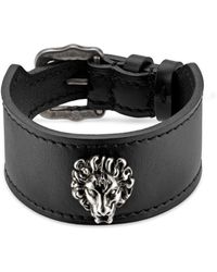 Gucci - Armband aus Leder mit Löwenkopf - Lyst