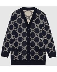 Gucci - GGウール ジャカード リバーシブルカーディガン, ブルー, ウェア - Lyst