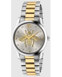 Gucci - G-timeless 38mm Stainless Steel And Pvd-plated Watch - Lyst