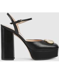 Gucci - Platform Pump With Crystal Double G, Leather - Lyst