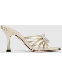 Gucci - Slide Sandal With Crystal Interlocking G - Lyst