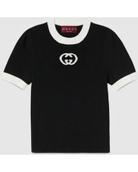 Gucci - Ribbed T-Shirt With Intarsia - Lyst