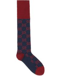 Gucci Logo-intarsia Stretch Cotton-blend Socks - Blue