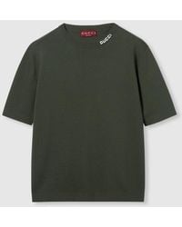 Gucci - Silk Cotton Knit T-Shirt With Intarsia - Lyst