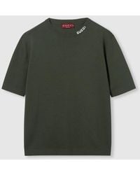 Gucci - Silk Cotton Knit T-Shirt With Intarsia - Lyst