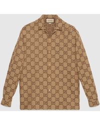 Gucci - マキシ GGキャンバス シャツ, Size 52, ベージュ, ウェア - Lyst