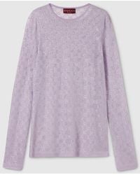 Gucci - Fine Silk T-Shirt With Gg Crystals - Lyst