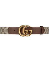 Gucci Cintura motivo GG con fibbia Doppia G - Marrone