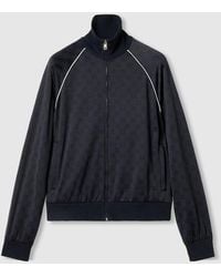 Gucci - Ggナイロン＆ジャージー ジップジャケット, ブルー, ウェア - Lyst