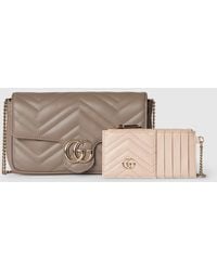 Gucci - 〔Ggマーモント〕スモール ショルダーバッグ, ニュートラル, レザー - Lyst