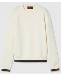 Gucci - Wool And Cashmere Sweater With Web, Ready-To-Wear - Lyst