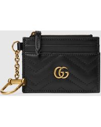 Gucci GG Marmont Chevron Matelasse Leather Card Case Wallet on long Chain  625693