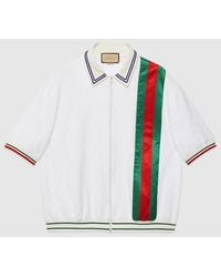 Gucci - Sponge Zip-front Stretch-cotton Blend Polo Shirt - Lyst