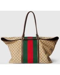 Gucci - Medium Gg Duffle Bag With Web, Gg Canvas - Lyst