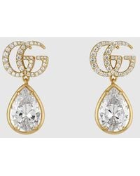 Gucci - Orecchini Gg Marmont Con Cristalli A Goccia - Lyst