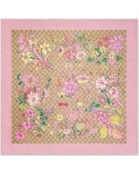 Gucci - Pañuelo Cuadrado De Sarga De Seda Con Estampado Gg - Lyst