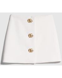 Gucci - Crêpe Wool Skirt With Double G Button - Lyst