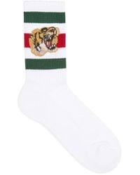 Gucci Socken aus Stretch-Baumwolle mit Tiger - Weiß