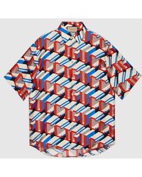 Gucci - Camicia In Seta Con Stampa Pixel - Lyst