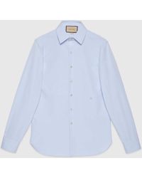 Gucci Hemd aus Baumwolle und Seide mit Doppel G - Blau