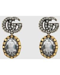 Gucci - Ohrringe mit Doppel G und Kristallen - Lyst