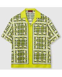 Gucci - Camisa Bowling De Sarga De Seda Estampada, Talla - Lyst
