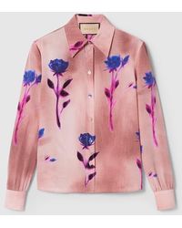 Gucci - Camicia In Crêpe De Chine Con Stampa Floreale - Lyst