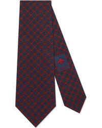 Gucci Seidenkrawatte mit Rautenmuster - Blau