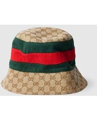 Gucci - Gg Cotton Canvas Bucket Hat With Web, Size S, Fabric - Lyst