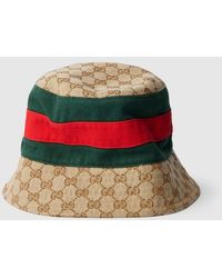 Gucci - Gg Cotton Canvas Bucket Hat With Web, Size S, Fabric - Lyst