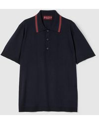 Gucci - Wool Knit Polo Shirt With Web Detail - Lyst