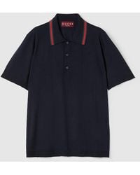 Gucci - Wool Knit Polo Shirt With Web - Lyst