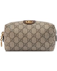 Gucci Ophidia Medium Textured Leather-trimmed Printed Coated-canvas Cosmetics Case - Natural