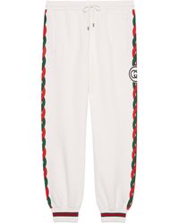 Gucci Pantalón deportivo de algodón con gg - Blanco