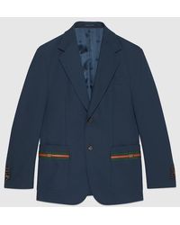 Gucci - Cotton Formal Jacket With Web Detail - Lyst